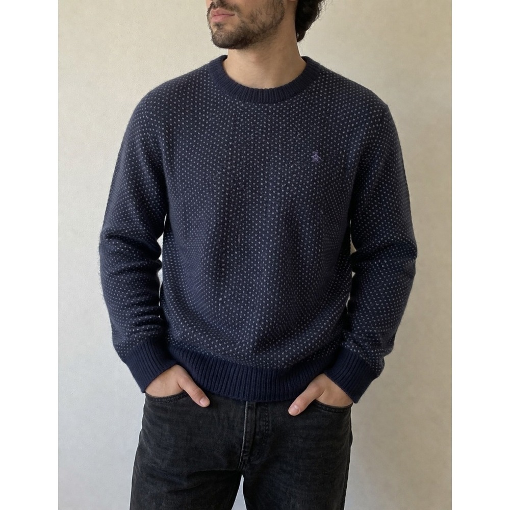Original Penguin Wool Crew Neck Sweater Mens L Academia Preppy Coastal Fisherman